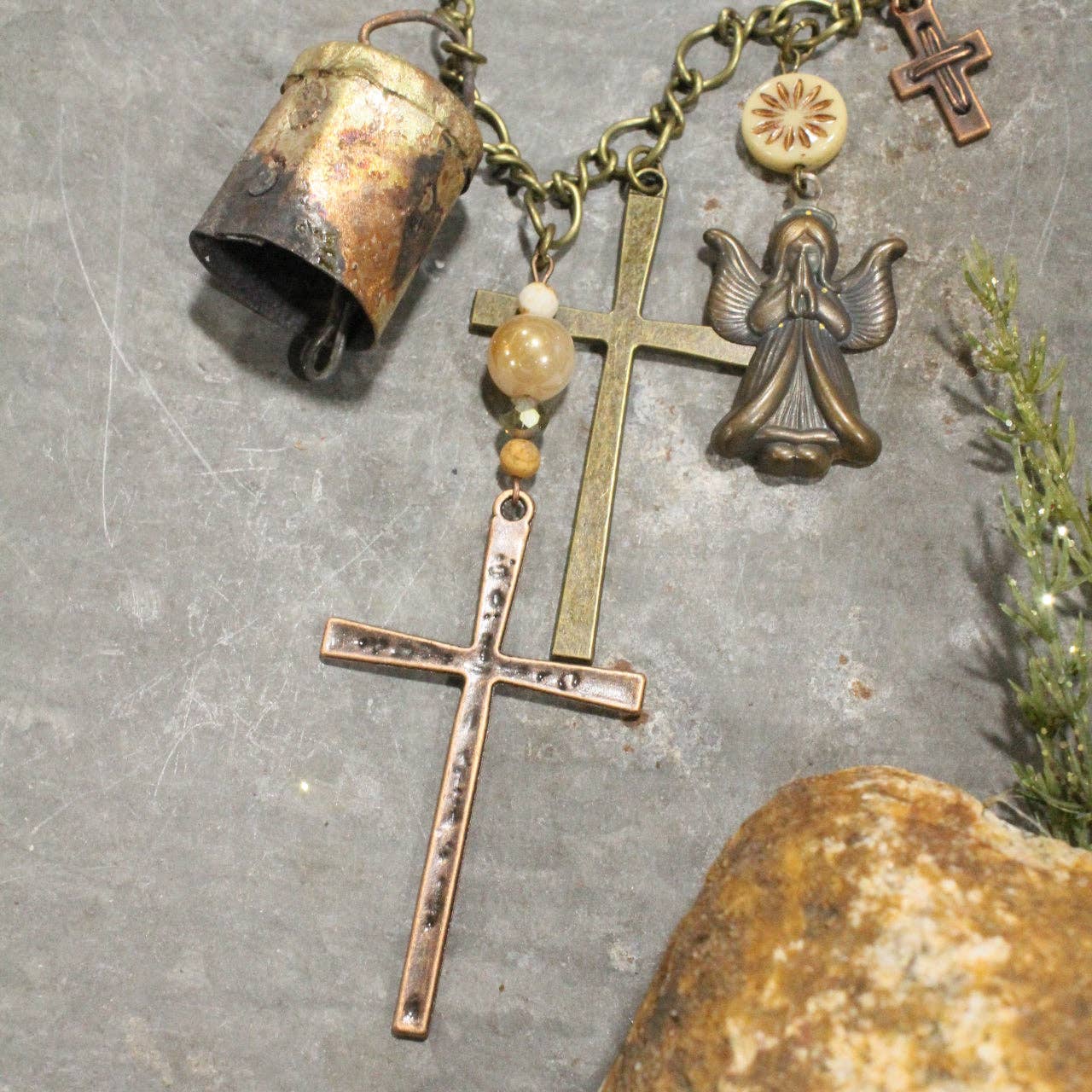 Vintage Angel & Bells Charm'd Necklace - Juli's Wearable Art