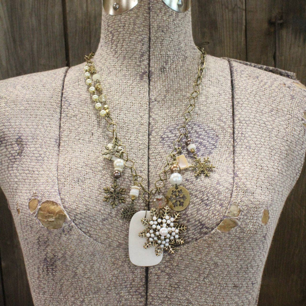 Vintage Snowflake Charm'd Necklace - Juli's Wearable Art
