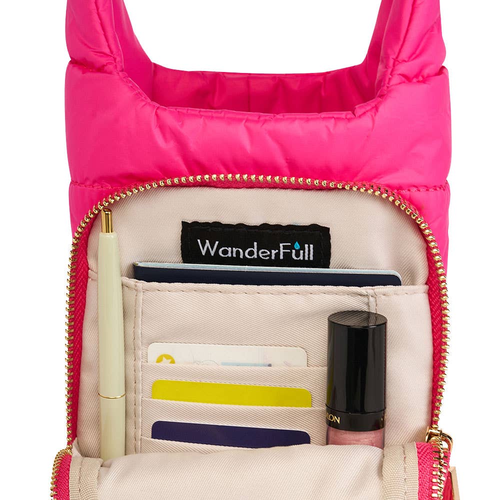 WanderFull® HydroBag® – Bright Pink with Navy & Pink Strap - Juli's Wearable Art