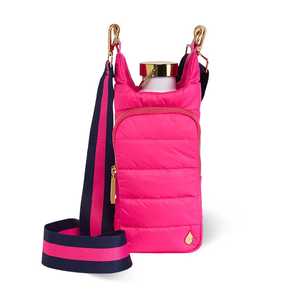 WanderFull® HydroBag® – Bright Pink with Navy & Pink Strap - Juli's Wearable Art