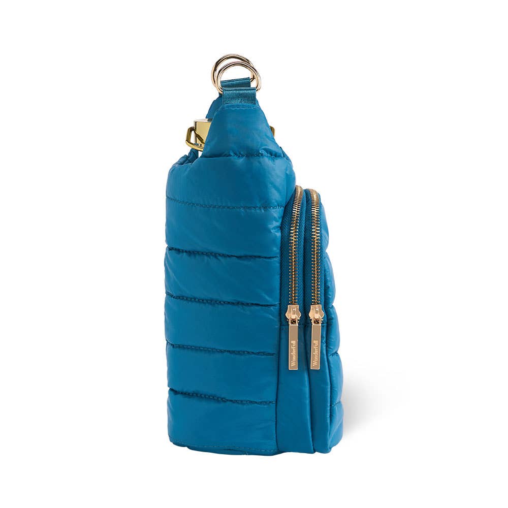 WanderFull® HydroBag® – Teal with Teal & Black Striped Strap - Juli's Wearable Art