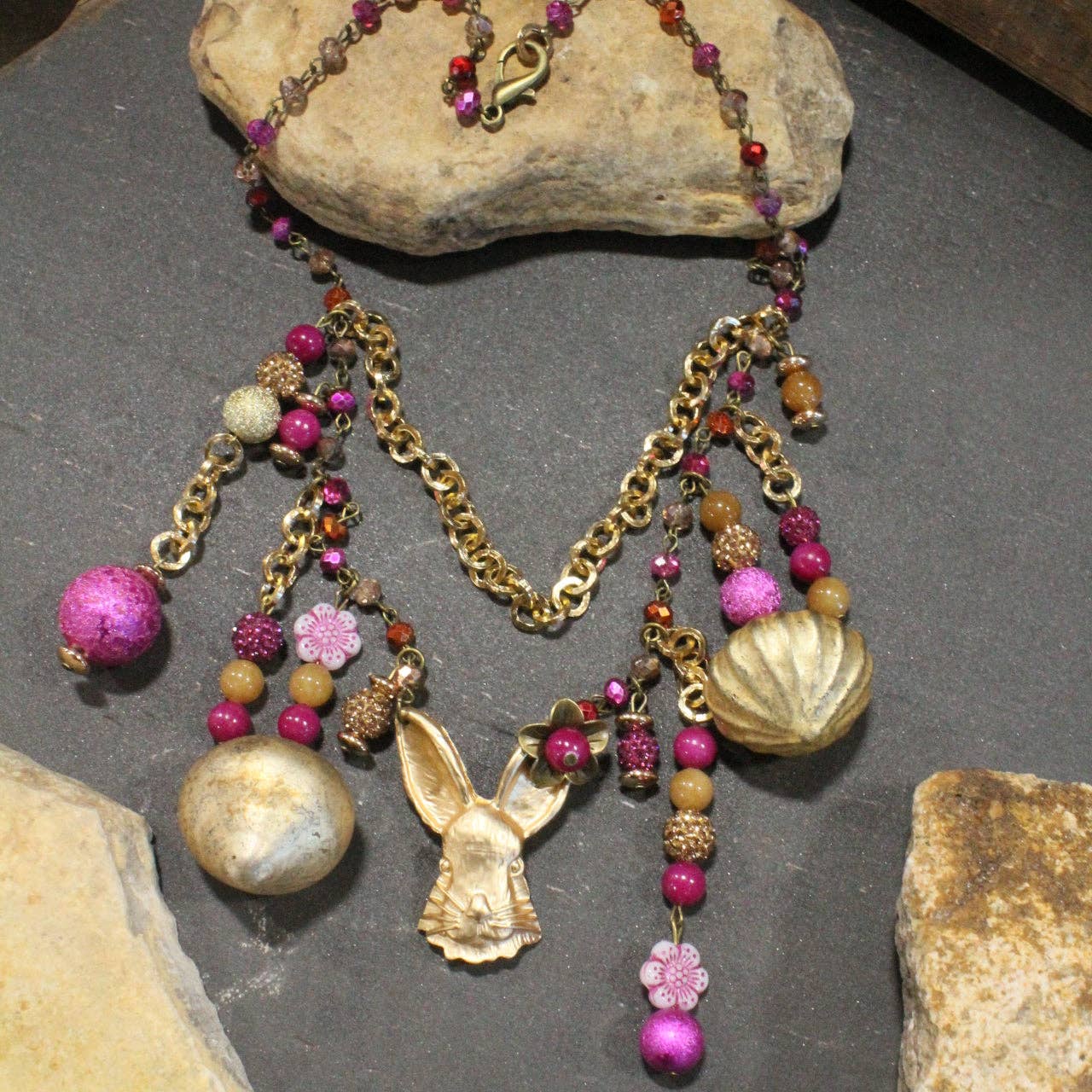 What A Hare Flower Charm'd Necklace - Juli's Wearable Art