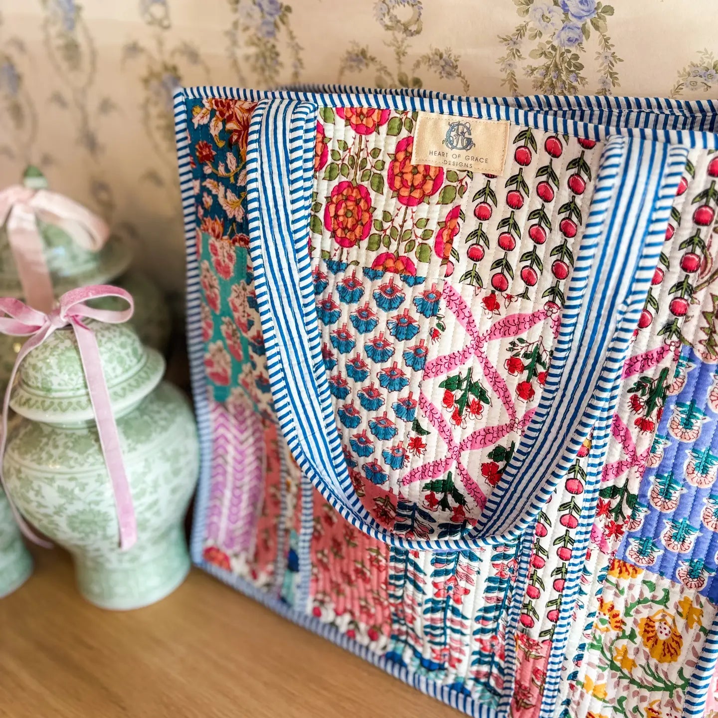 Wildflower Patch | Regular Quilted Tote Bag - Juli's Wearable Art