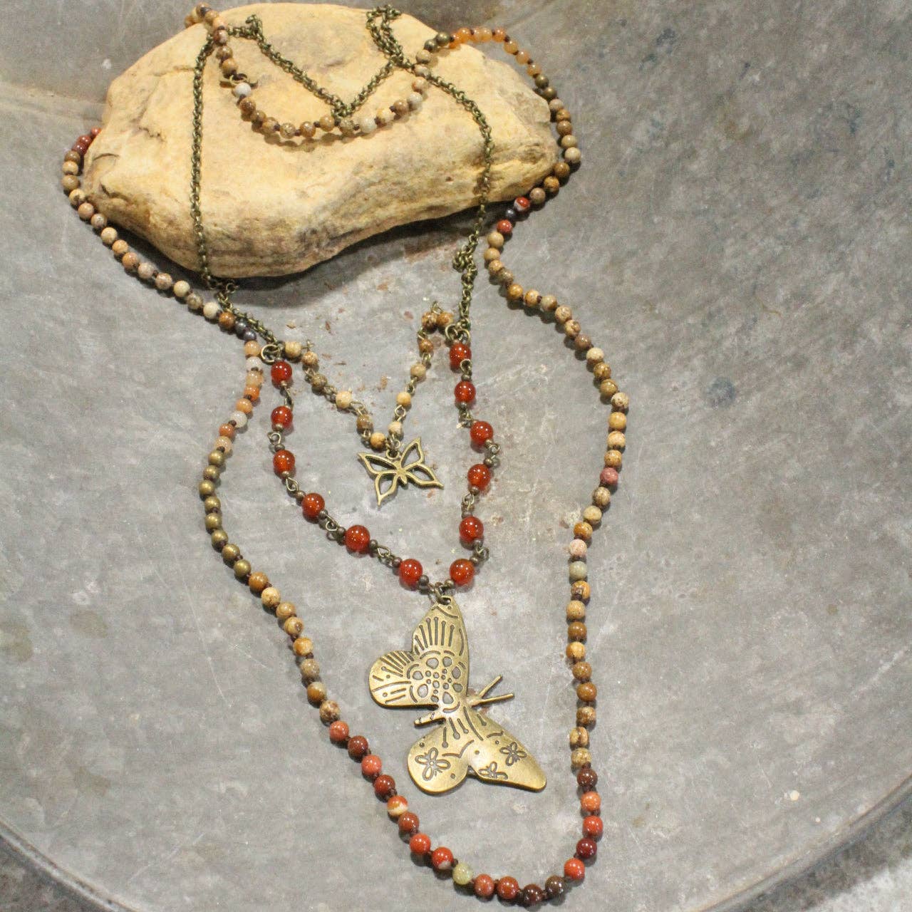Wingman Butterfly Stone Layered Necklace - Juli's Wearable Art