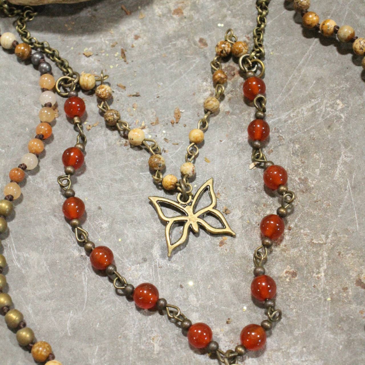 Wingman Butterfly Stone Layered Necklace - Juli's Wearable Art