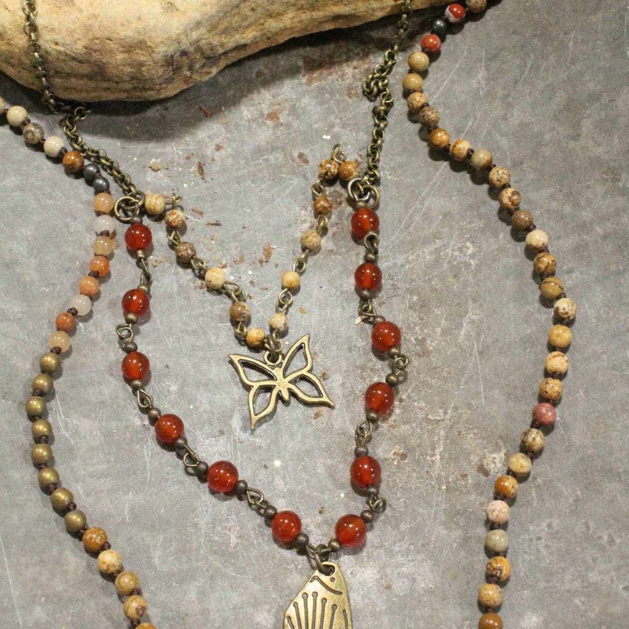 Wingman Butterfly Stone Layered Necklace - Juli's Wearable Art