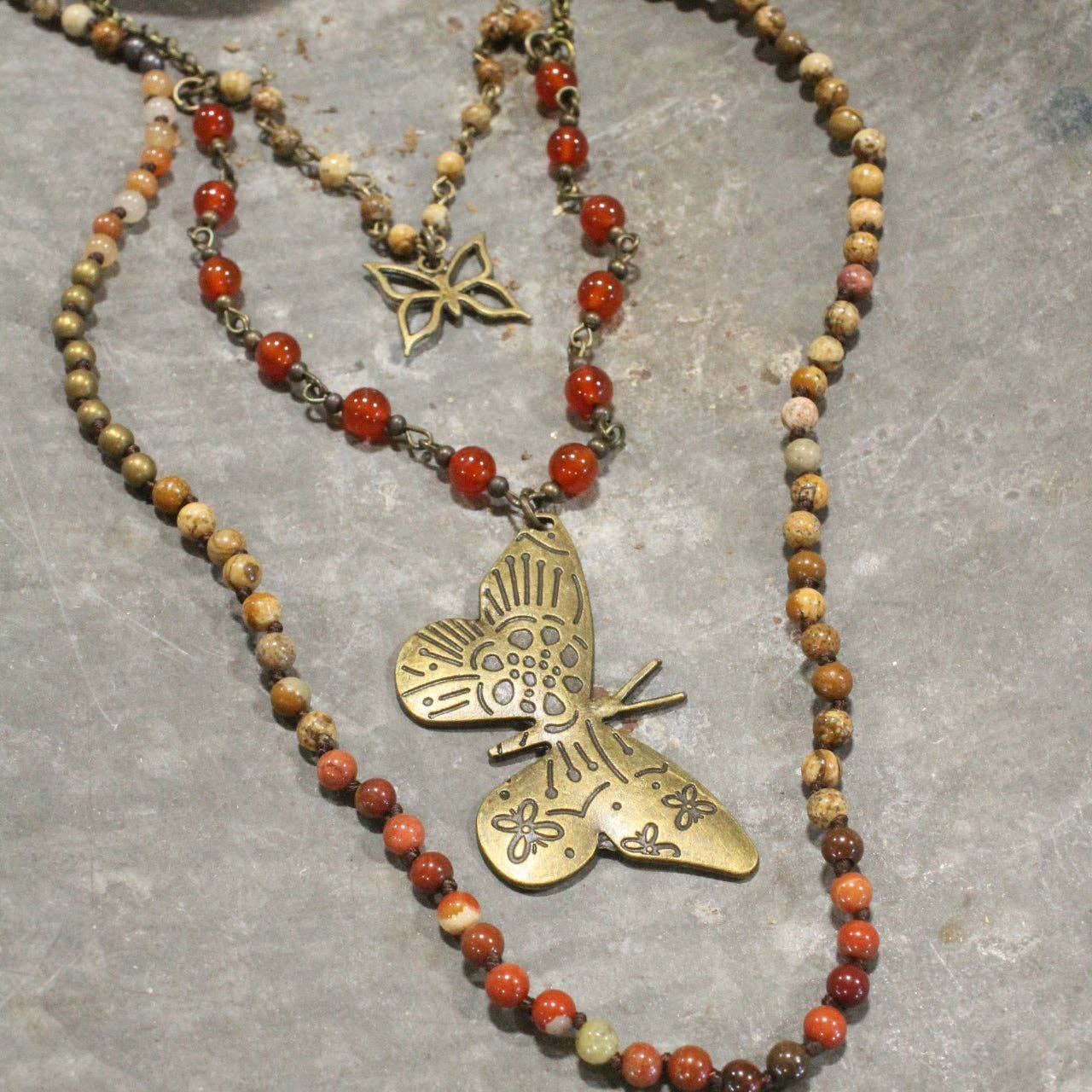Wingman Butterfly Stone Layered Necklace - Juli's Wearable Art