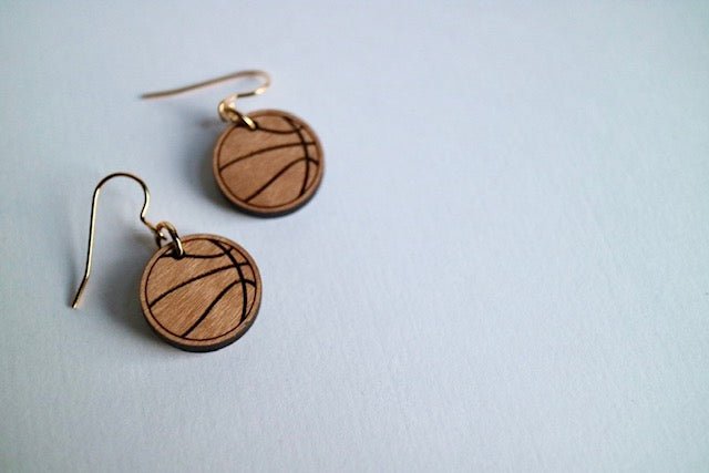 Wooden Basketball Earrings - Juli's Wearable Art