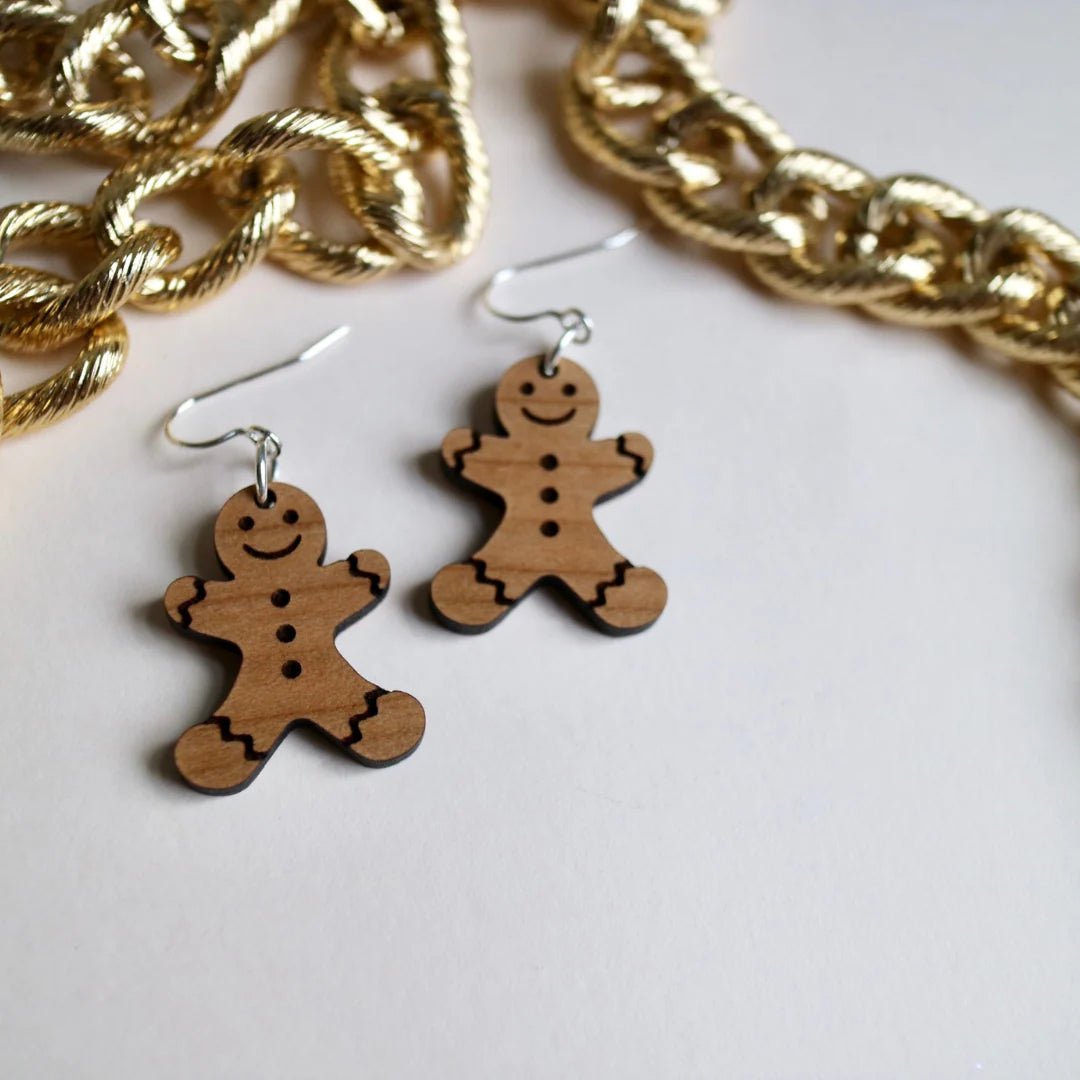 Wooden Gingerbread Earrings - Juli's Wearable Art