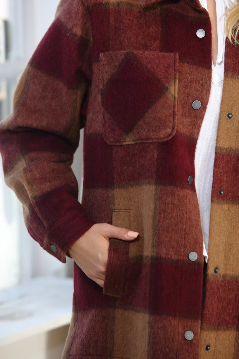 Wool Blended Plaid Shacket - Juli's Wearable Art