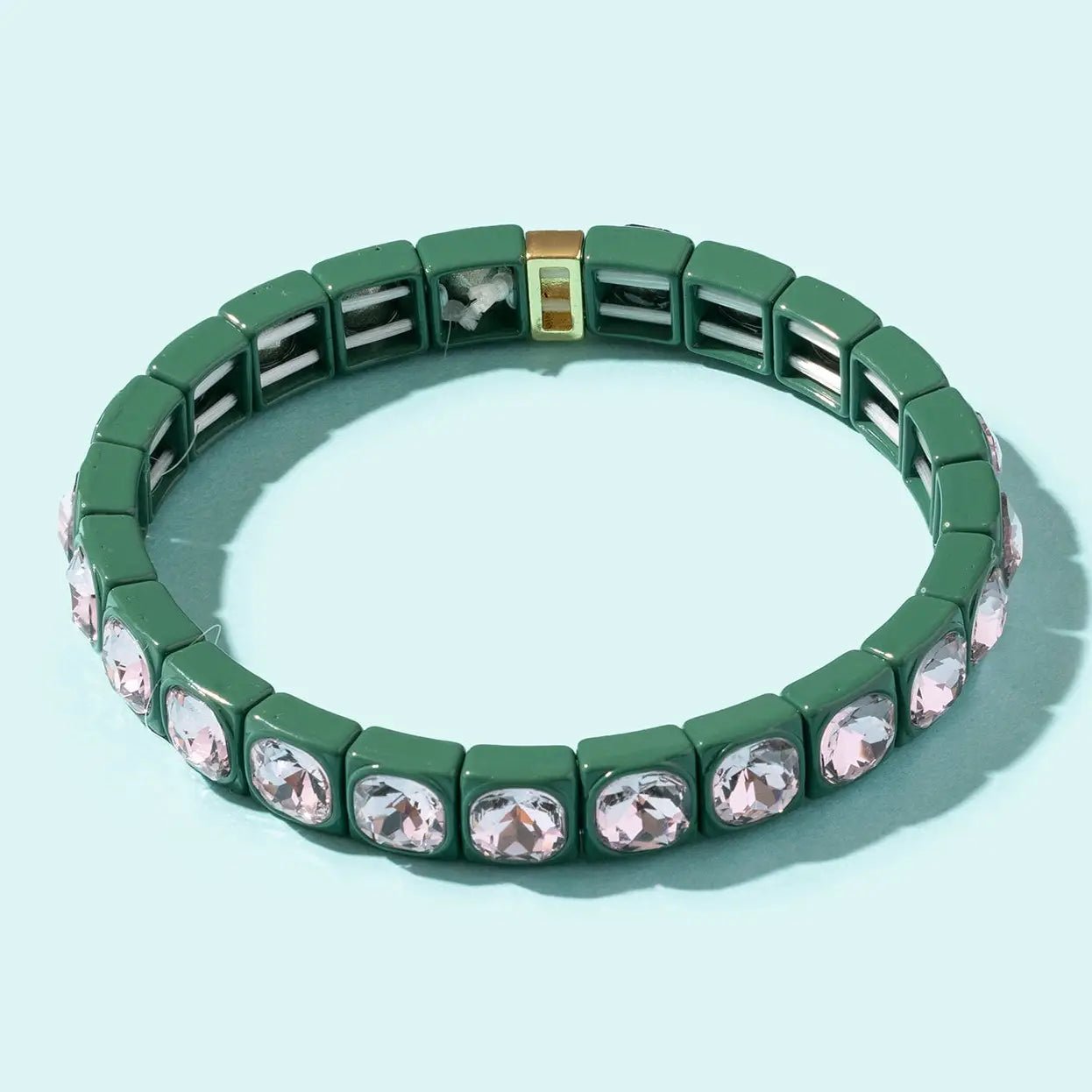 Zoe Enamel Stretch Bracelet | Green - Juli's Wearable Art