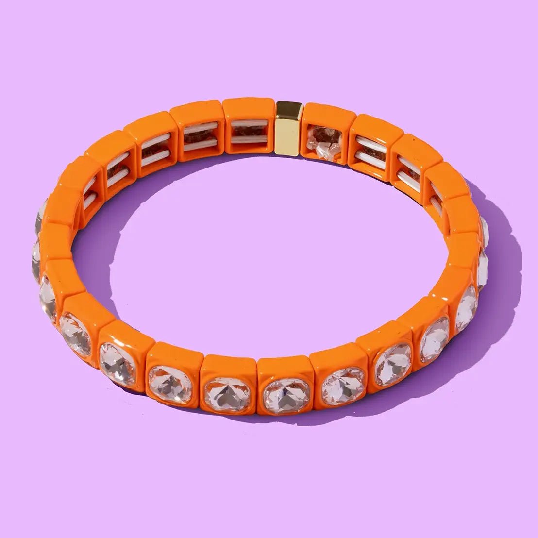 Zoe Enamel Stretch Bracelet | Orange - Juli's Wearable Art