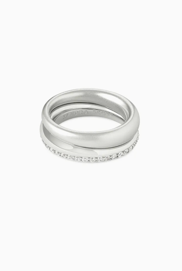 8 Piece Simple Silver Ring Set