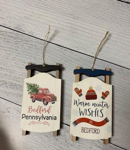 Bedford Christmas Sled Ornaments - Juli's Wearable Art