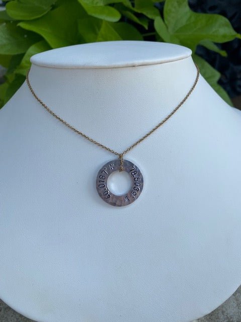 Bedford Coordinates Hand Stamped Necklace - Juli's Wearable Art