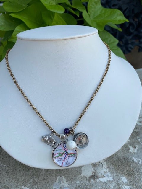 Bedford Hometown Compass Charm Necklace - Juli's Wearable Art