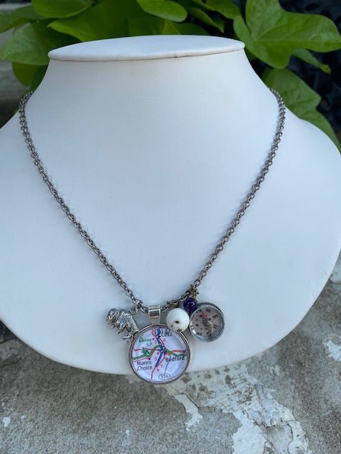 Bedford Hometown Compass Charm Necklace - Juli's Wearable Art