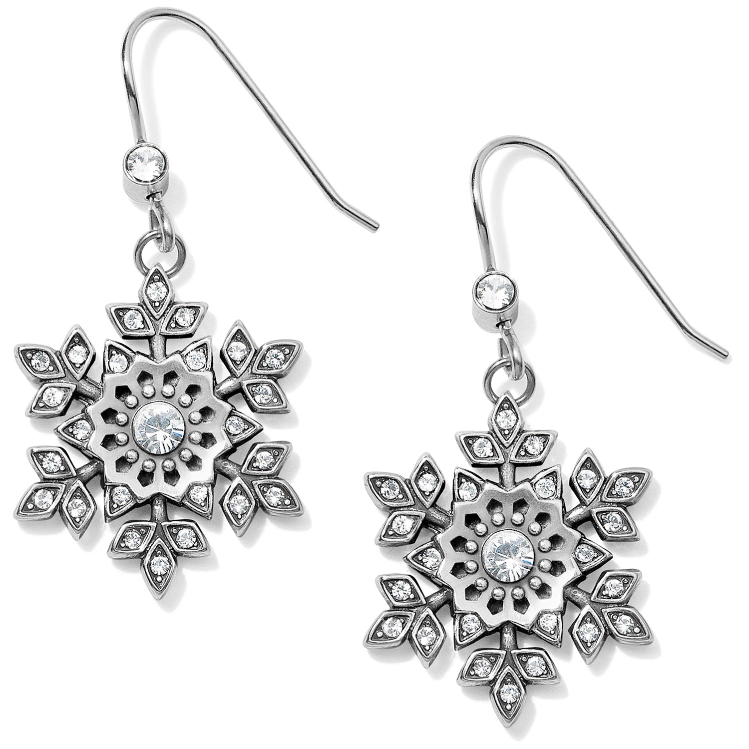 Brighton Glint Snowflake French Wire Earrings - Juli's Wearable Art