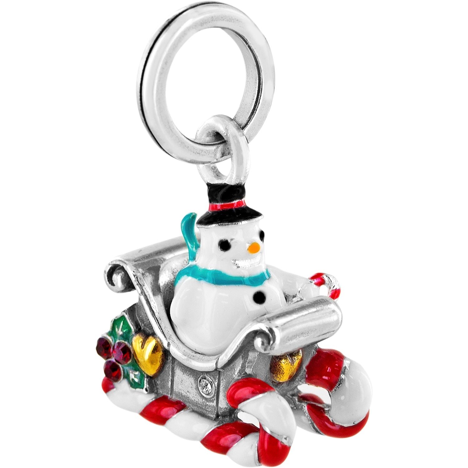 Brighton Snowman Sleigh Charm - Juli's Wearable Art