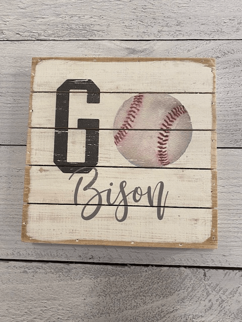 Go Bisons Baseball Wood Block - Juli's Wearable Art
