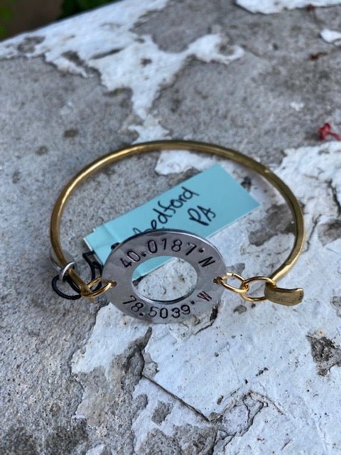 HAND STAMPED BEDFORD COORIDINATES BRACELETS - Juli's Wearable Art