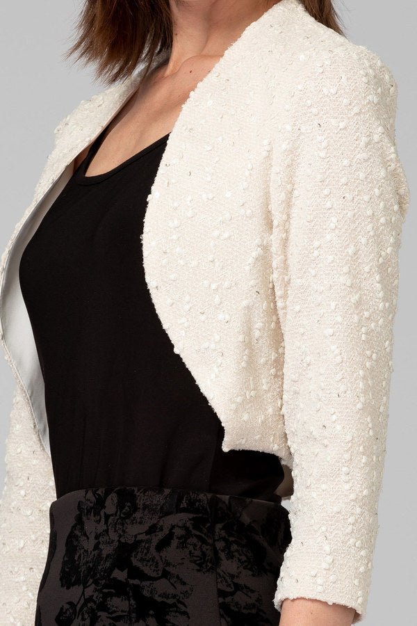 Joseph Ribkoff Beige Sequined Bolero Jacket - Juli's Wearable Art