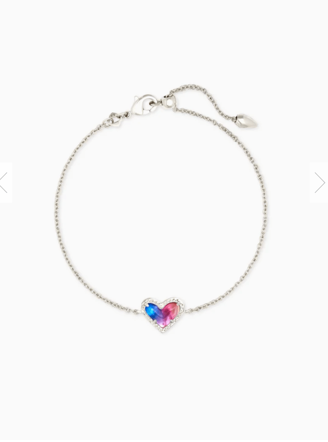 Kendra Scott Ari Heart Silver Chain Bracelet In Watercolor Illusion - Juli's Wearable Art