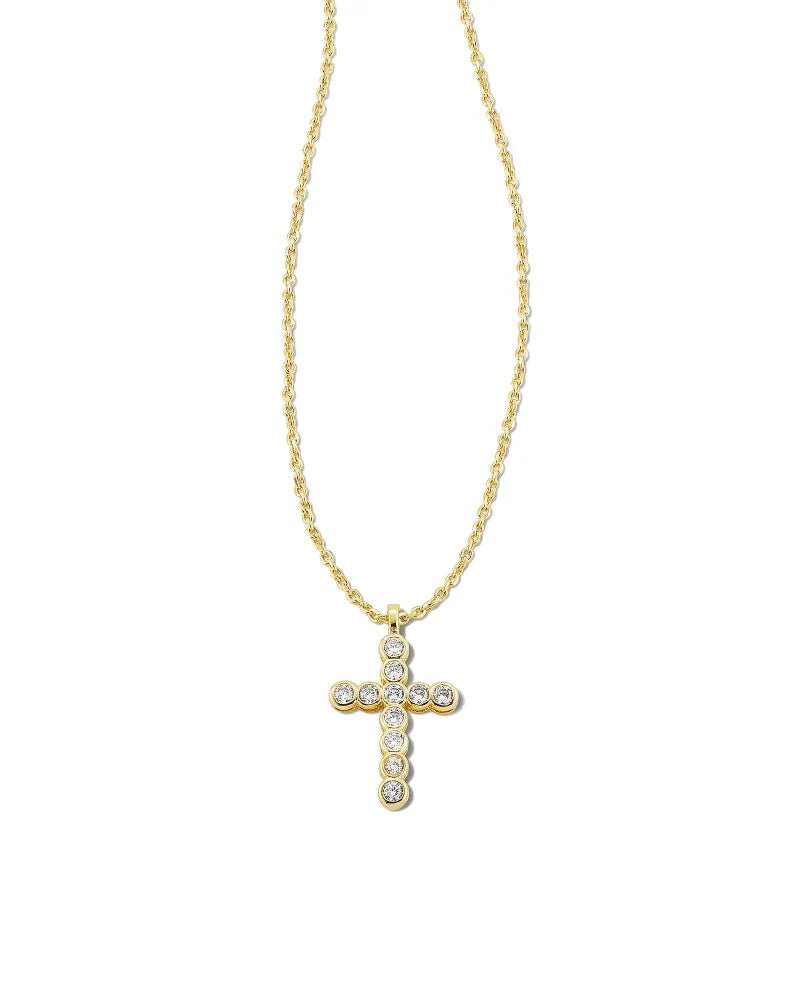 Kendra Scott Cross Pendant Necklace in White Crystal - Juli's Wearable Art