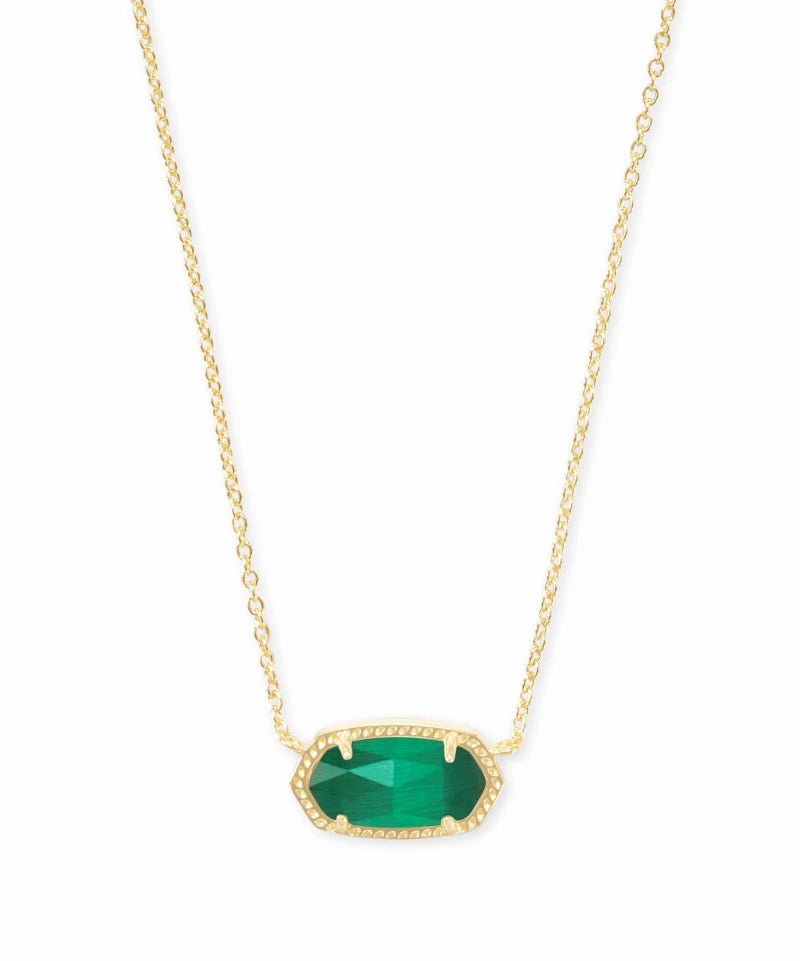 Kendra Scott Elisa Pendant Necklace - Gold & Emerald Cat's Eye - Juli's Wearable Art