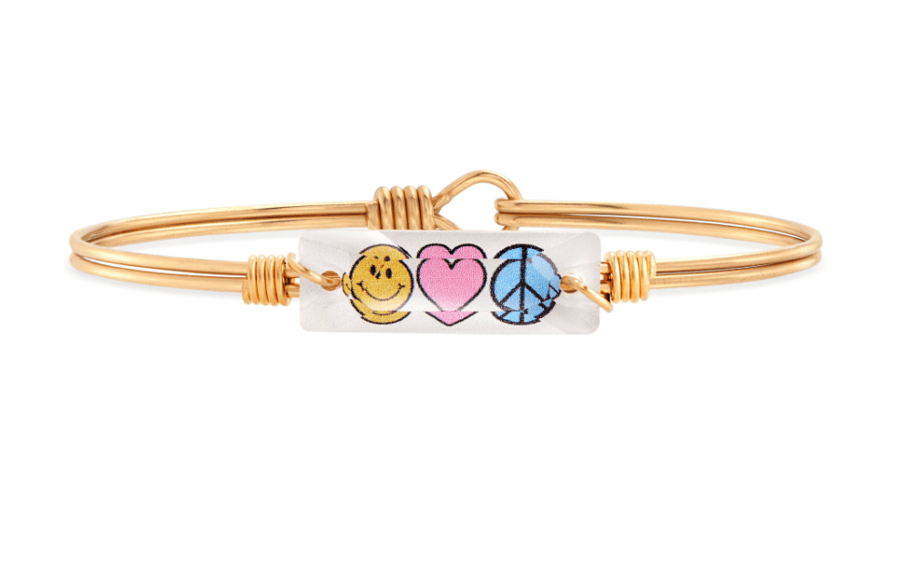 Luca & Danni Peace, Love + Happiness Bangle Bracelet - Juli's Wearable Art