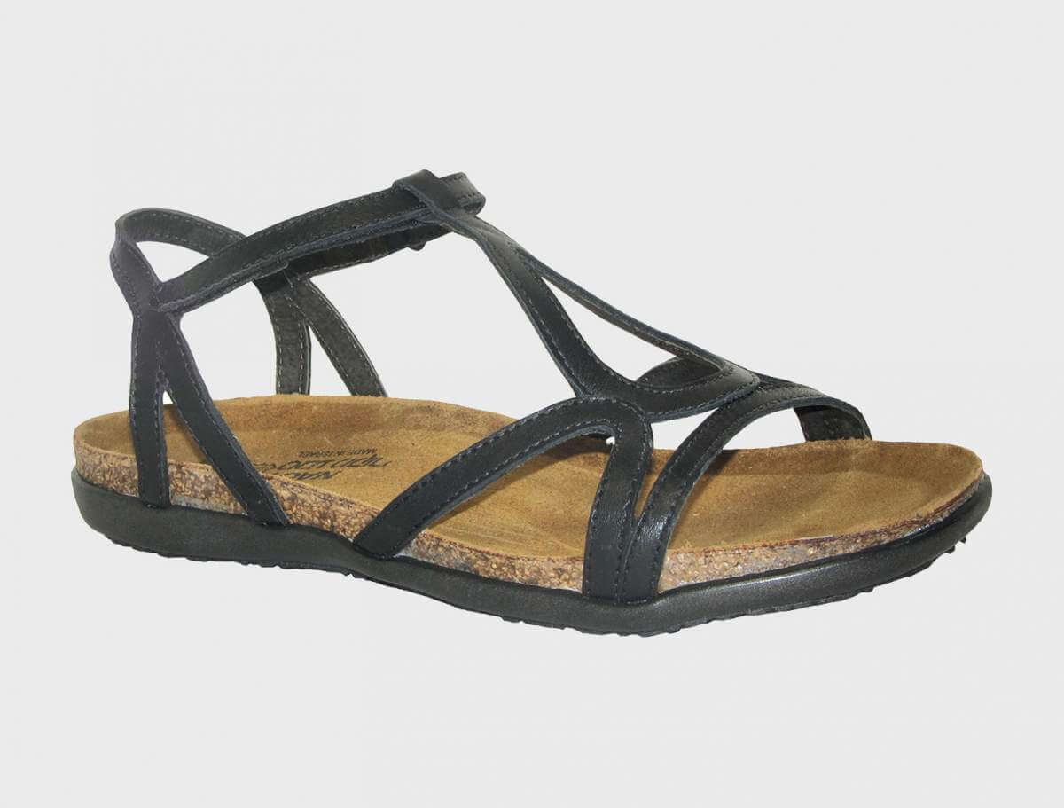 NAOT Dorith Sandal - Black Raven Leather - Juli's Wearable Art