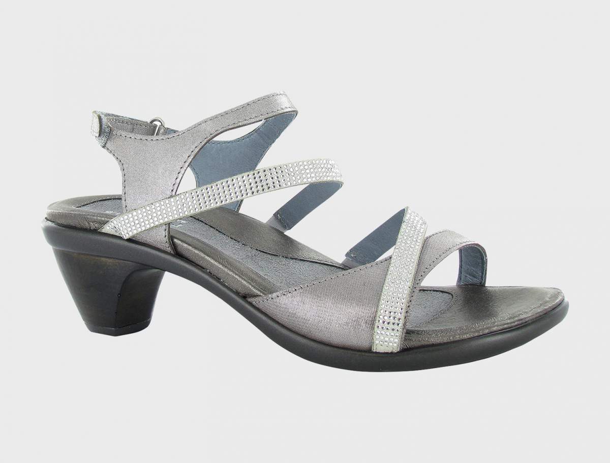 NAOT Innovate Sandal - Silver Leather w/ Clear Rhinestones - Juli's Wearable Art
