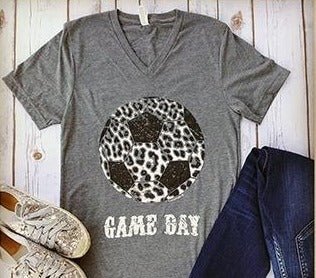 Soccer Leopard V - Neck - Juli's Wearable Art
