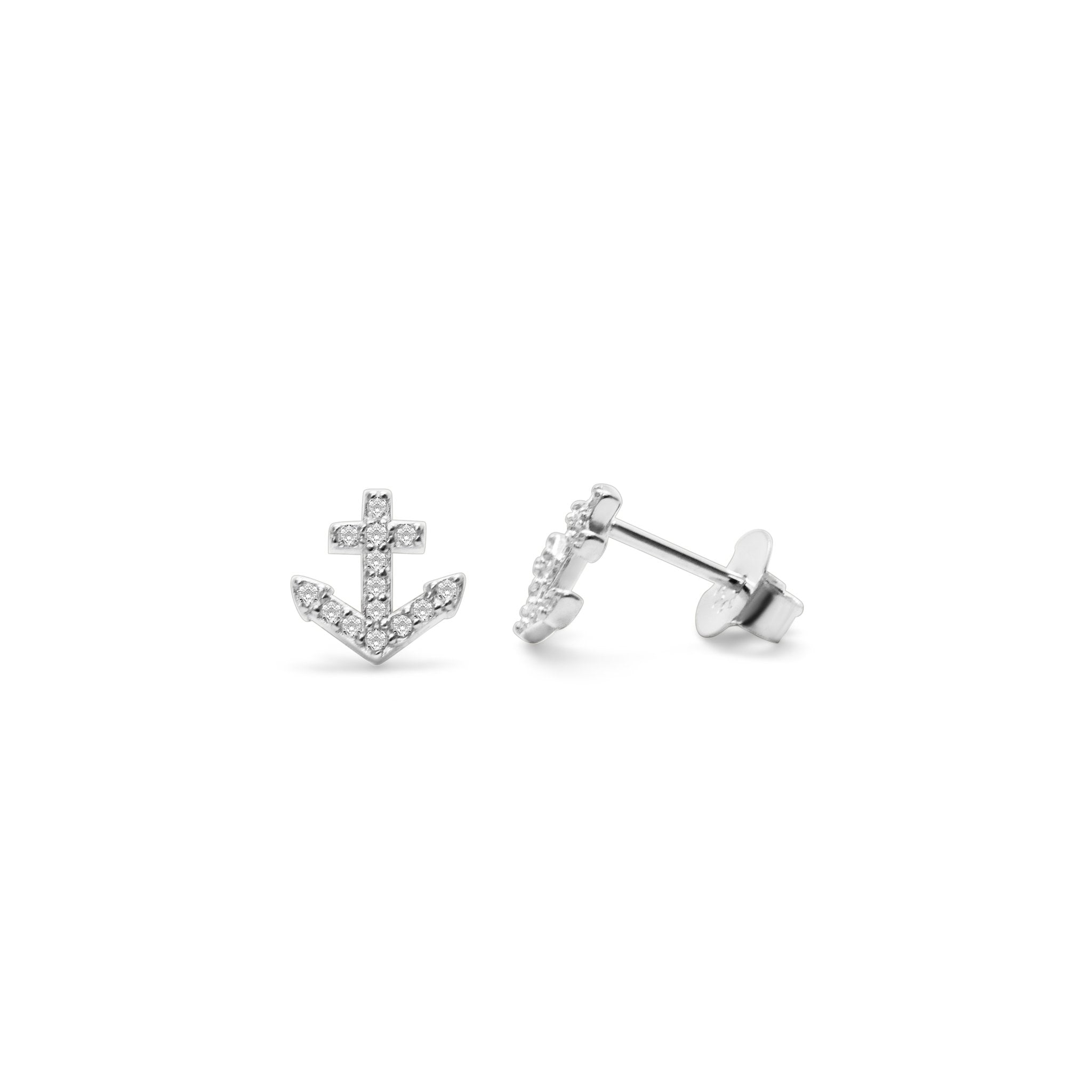 Stia Pavé Anchor Stud Earrings - Juli's Wearable Art