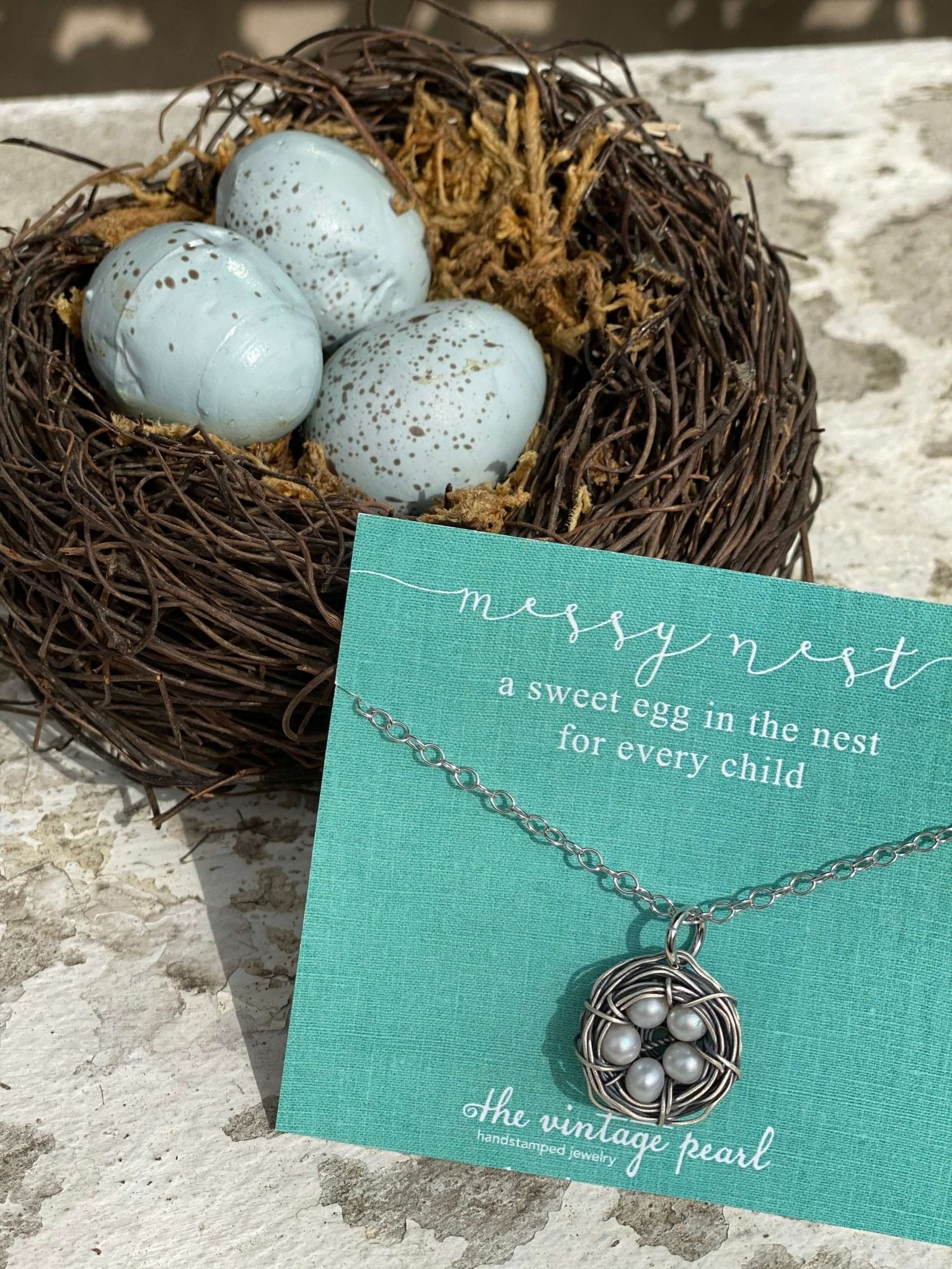 The Vintage Pearl Hand - Stamped Messy Nest Necklace from The Vintage Pearl - Juli's Wearable Art