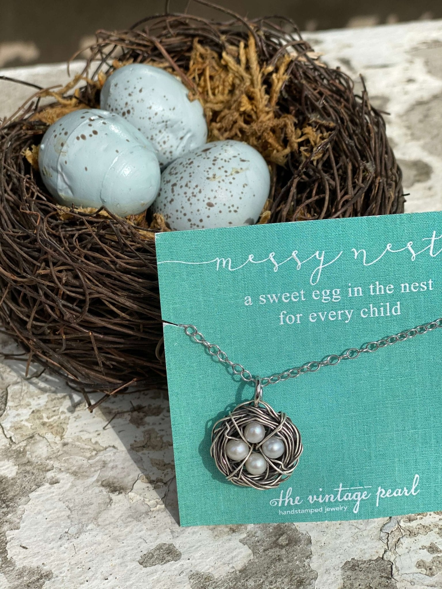 The Vintage Pearl Hand - Stamped Messy Nest Necklace from The Vintage Pearl - Juli's Wearable Art