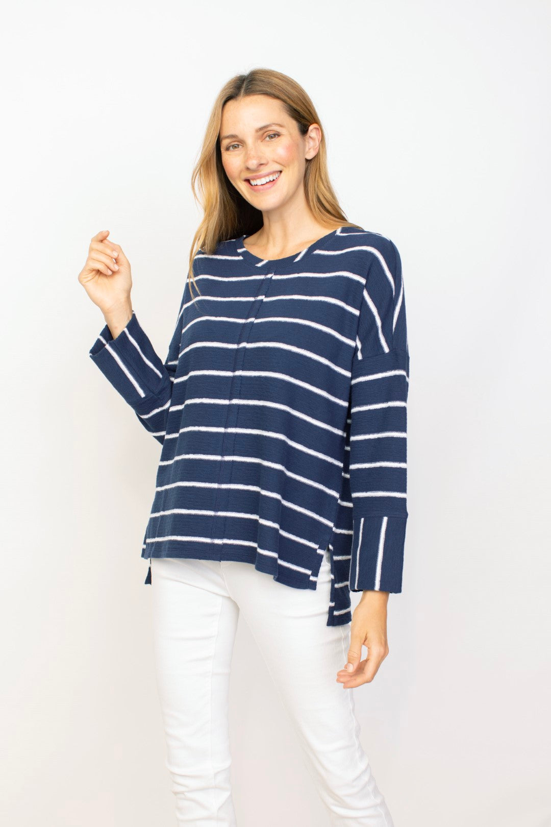 HABITAT FRENCH TERRY STRIPED CREW NECK PULLOVER