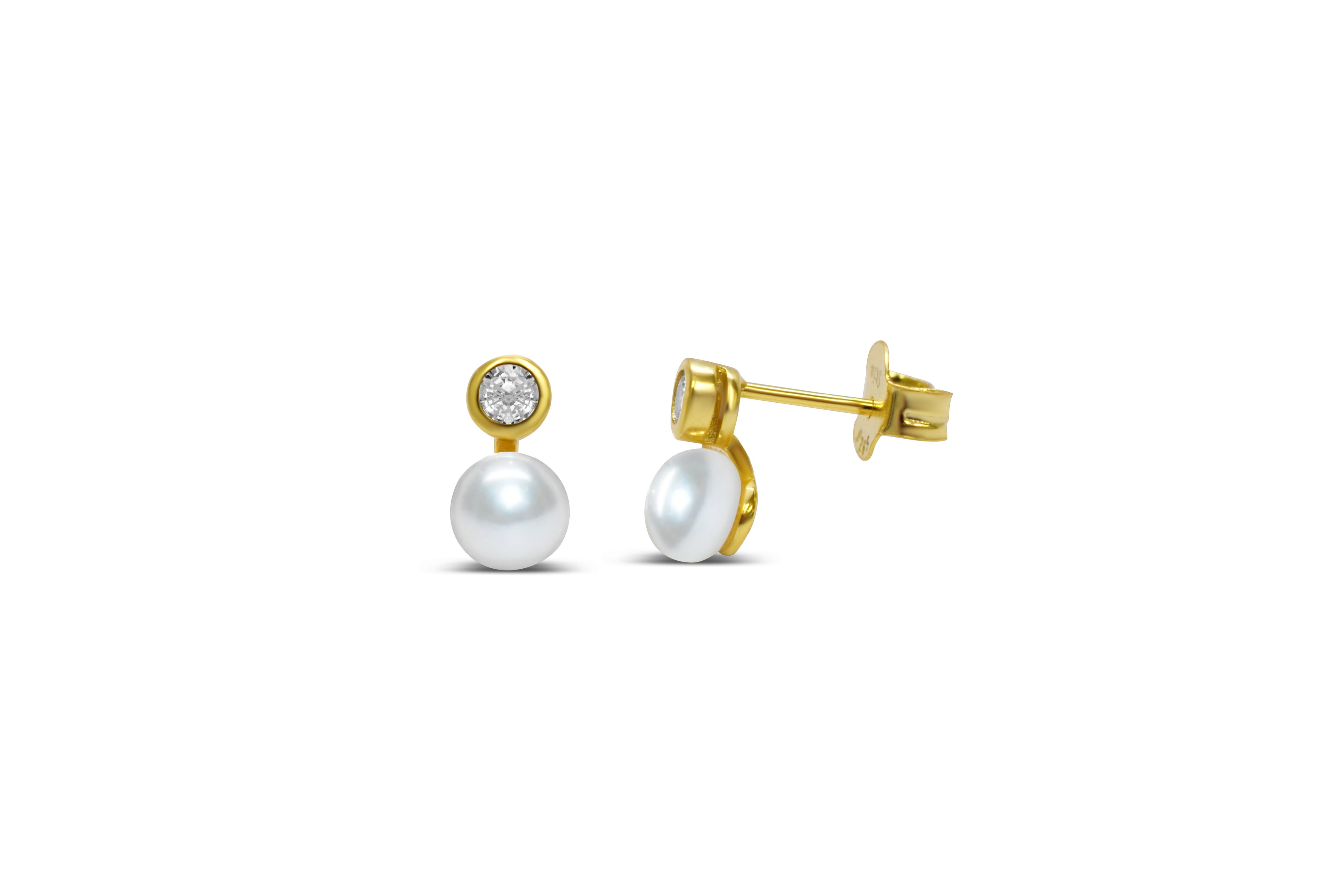 Stia "Classy Girls Wear Pearls" Pearl Bezel CZ Earrings