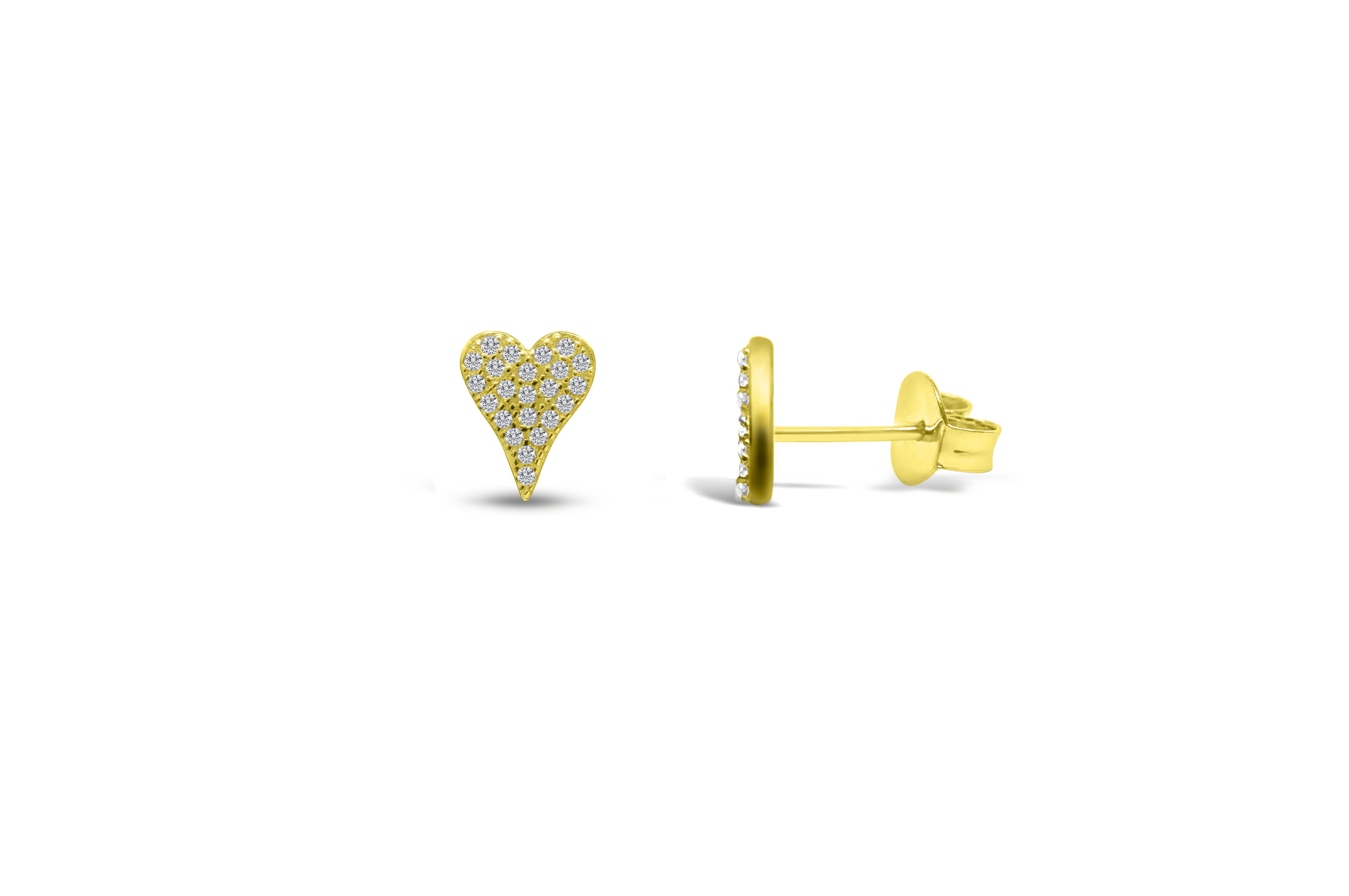 Stia Dripping Heart Pave Stud Earrings