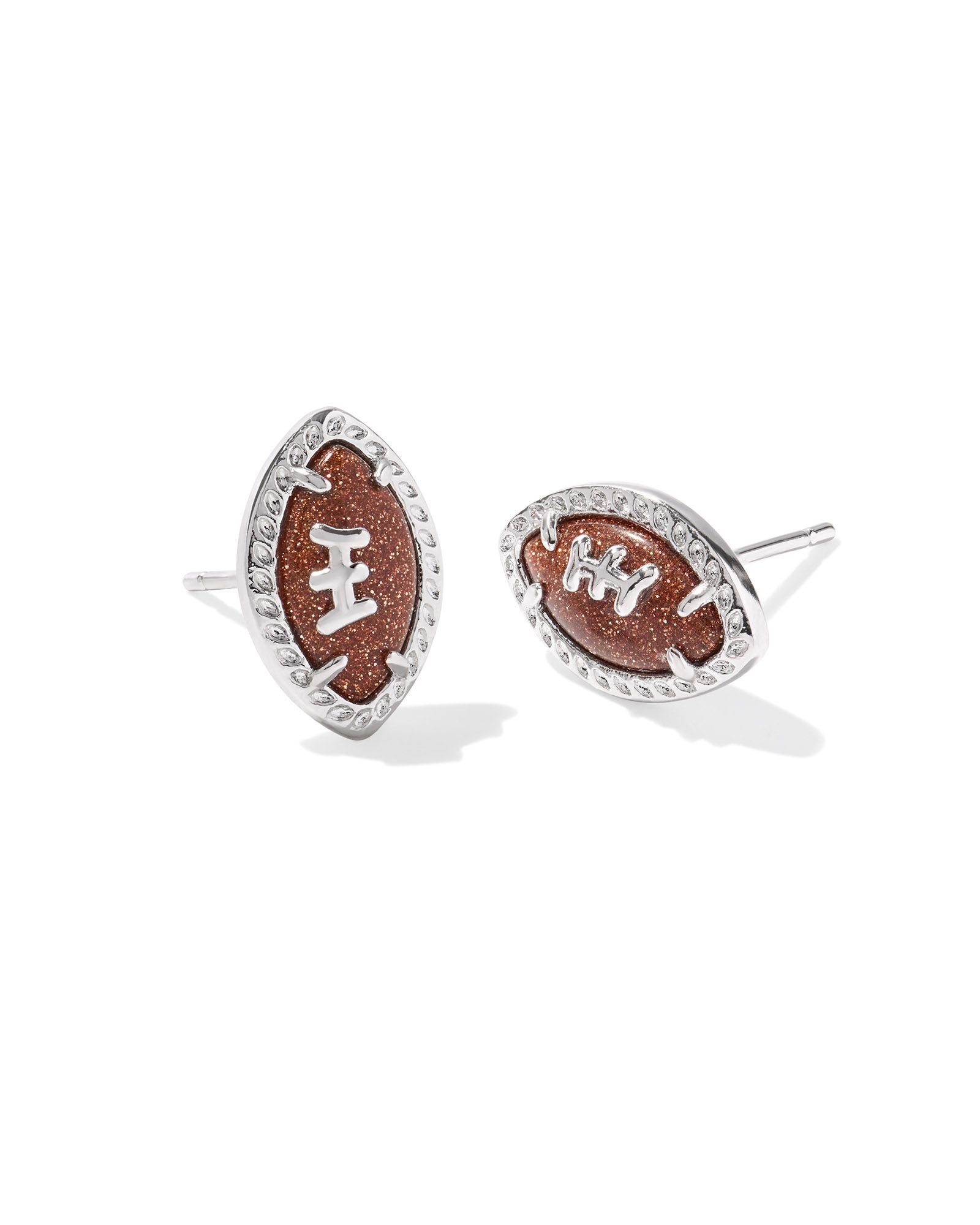 KENDRA SCOTT FOOTBALL STUD EARRINGS ORANGE GOLDSTONE