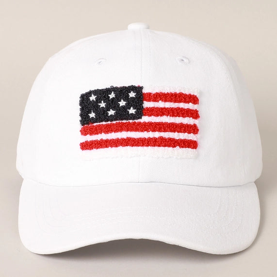 American Flag Chenille Patch Baseball Caps