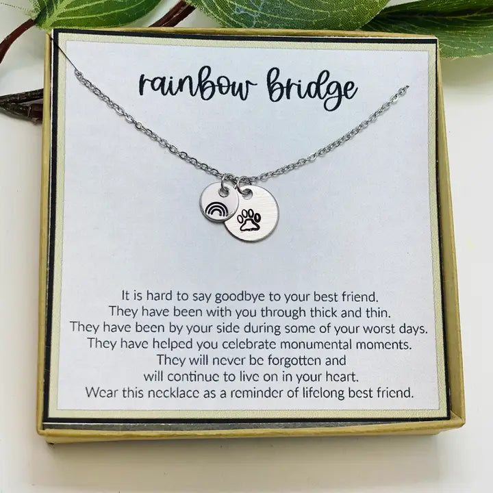 Rainbow Bridge | Pet Sympathy Necklace | Silver