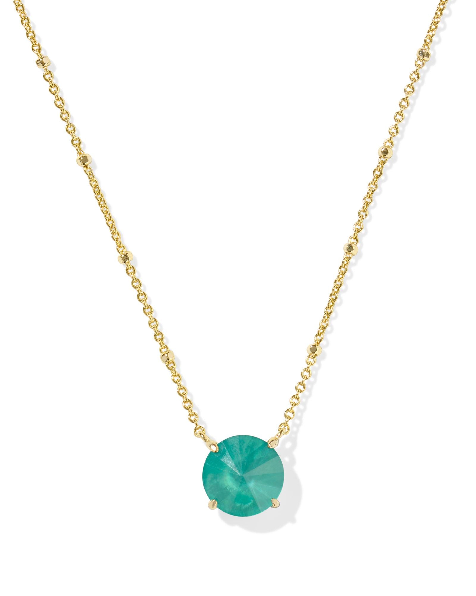 Kendra Scott Jolie Short Pendant Necklace - Gold & Kelly Green Illusion