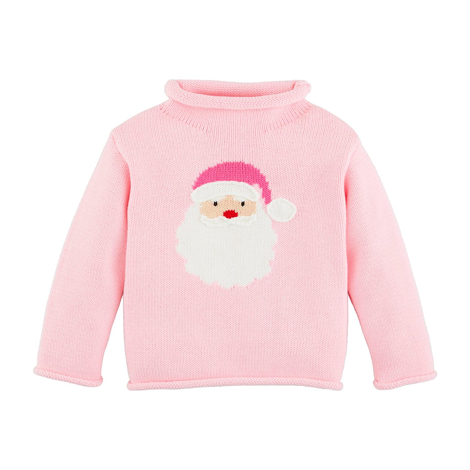 Mudpie Toddler Pink Santa Rollneck Sweater