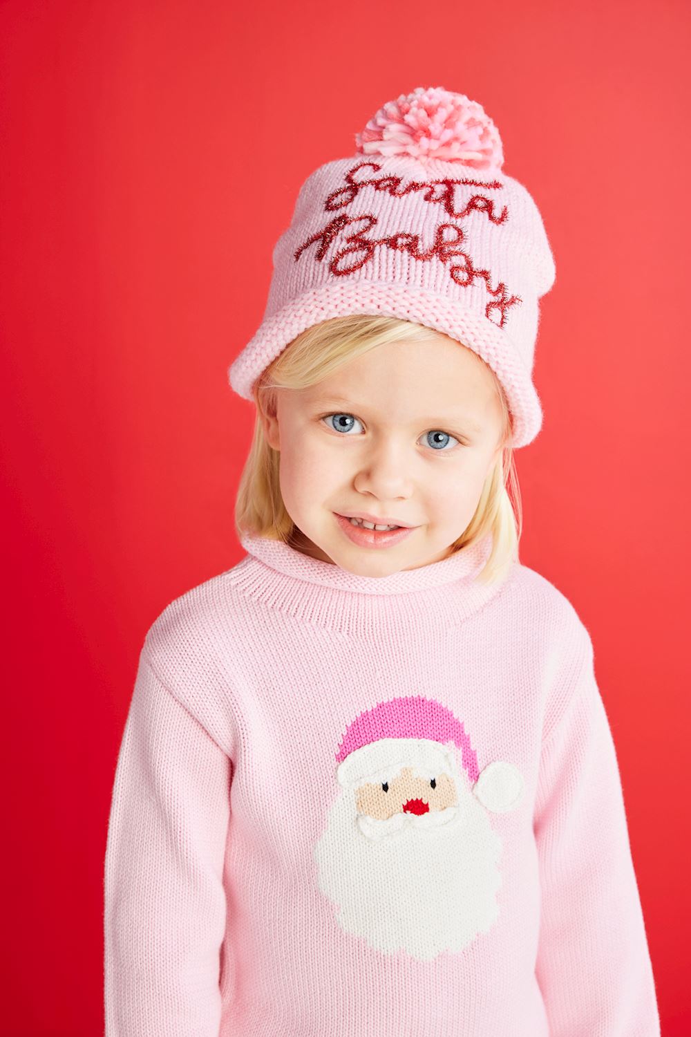 Mudpie Toddler Pink Santa Rollneck Sweater