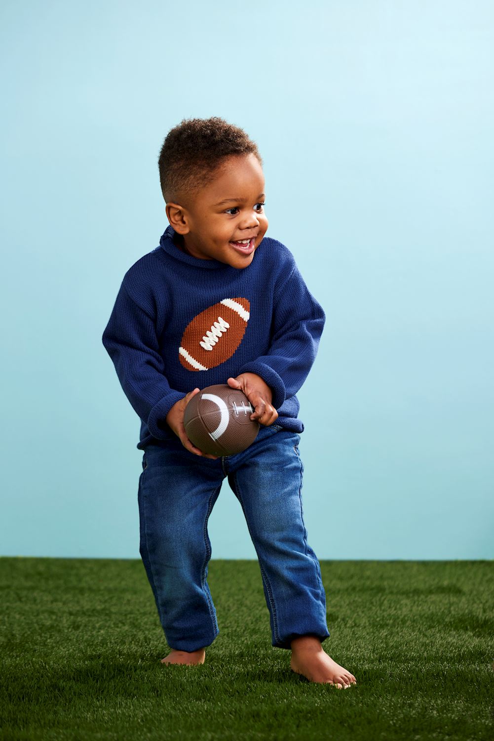 Mudpie Toddler Football Rollneck Sweater