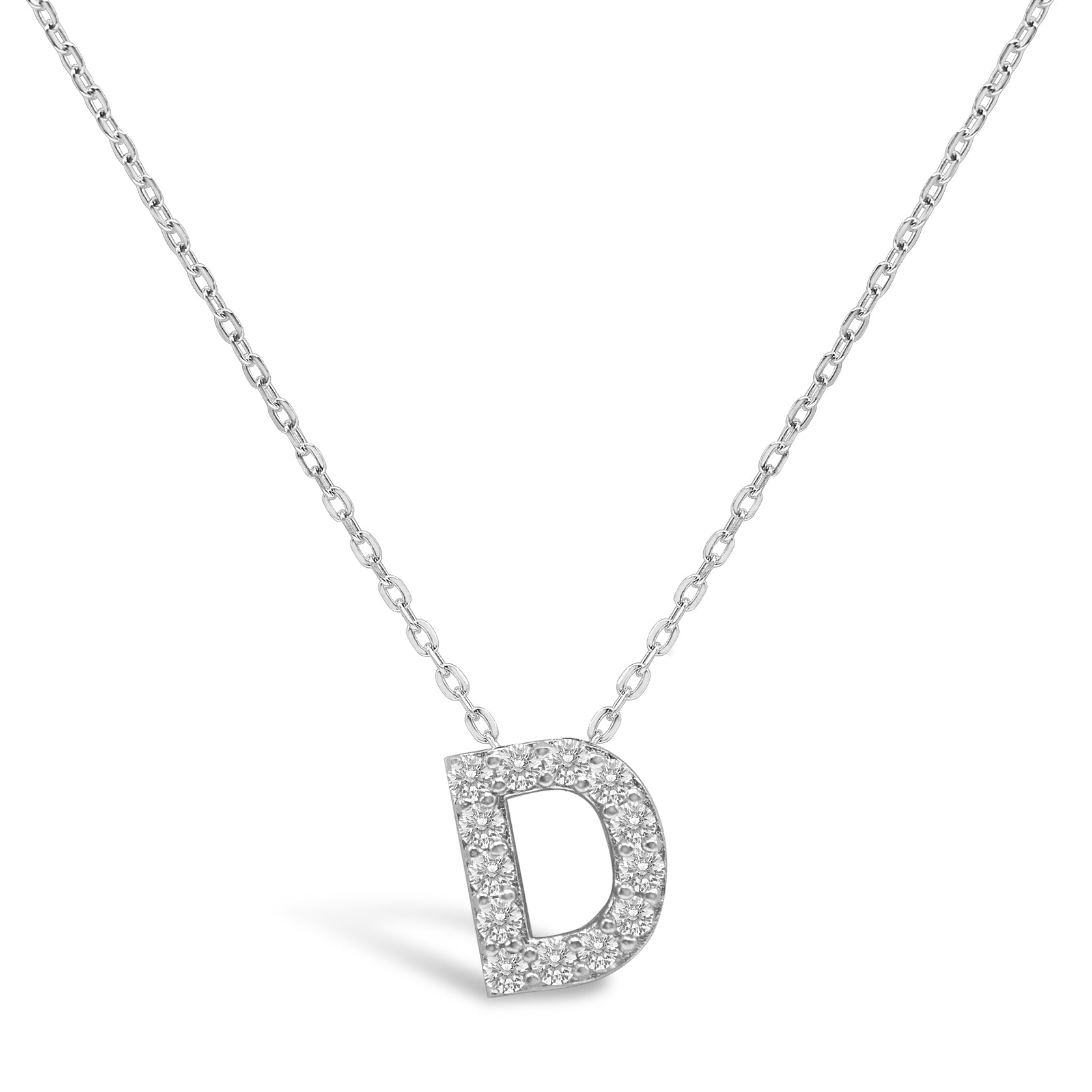 Stia Letter of Mine- Let it Shine Pave Initial Necklaces- Silver