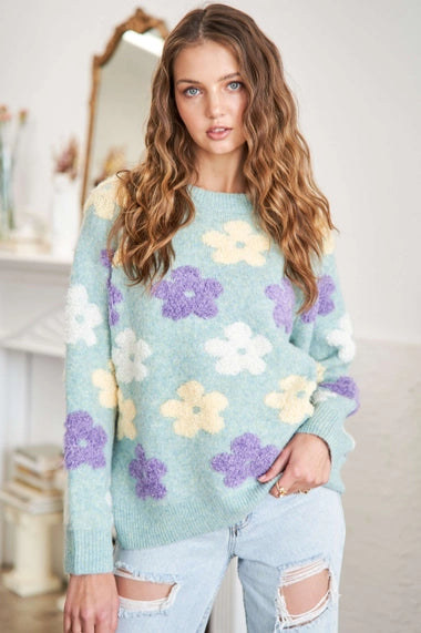 Floral Popped 2TONE Sweater Top
