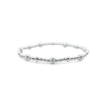 Stia Silver Stretch Bracelets - Diamond Cut & Plain 3 to 1
