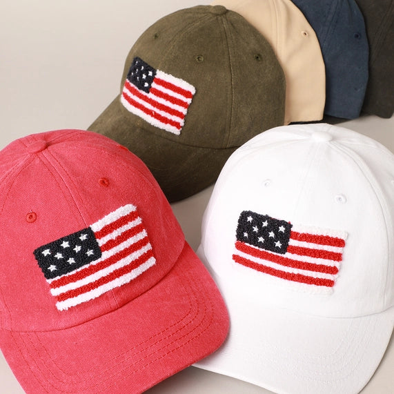 American Flag Chenille Patch Baseball Caps